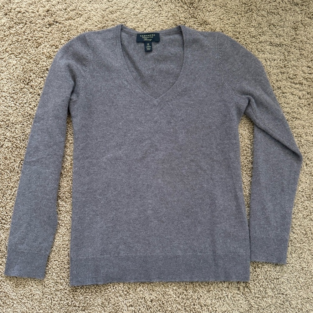 Cashmere Charter Club Luxury Brown Taupe V-neck Sweater